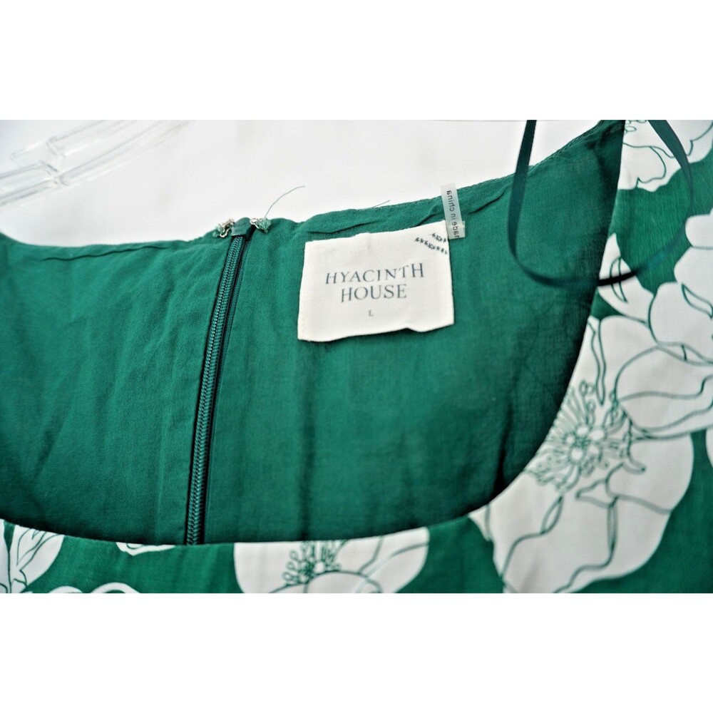 Tuckernuck Women's Sz L Hyancinth Houes Clemons Green Floral Puff Sleeve Blouse - Picture 4 of 10